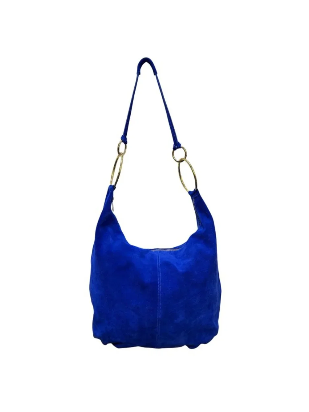 Marlon Blue Genuine Leather Hobo Bag With Gold-Tone Accents